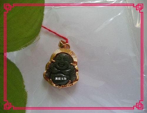 金镶嵌玉佛吊坠批发 天然a货缅甸玉器油青翡翠佛公挂件厂家批发